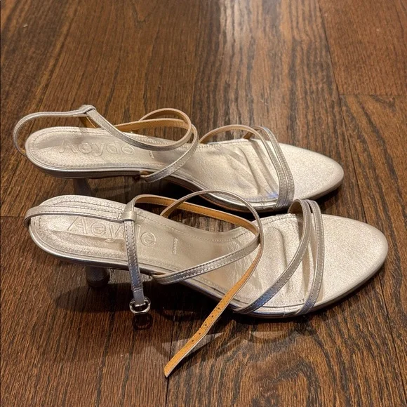 Aeyde Maeve leather Silver Strappy sandals heels stiletto - Picture 8 of 11